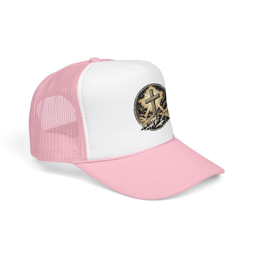 Gorra camionero cruz en la colina | Gorra de malla con fe cristiana