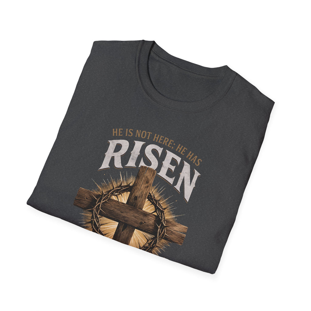 Risen Cross T-Shirt — "He Is Risen Just As He Said" Easter Christian Shirt