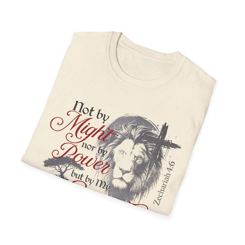 Spirit Over Strength Lion T-Shirt — "Not by Might nor by Power but by My Spirit" (Zechariah 4:6)