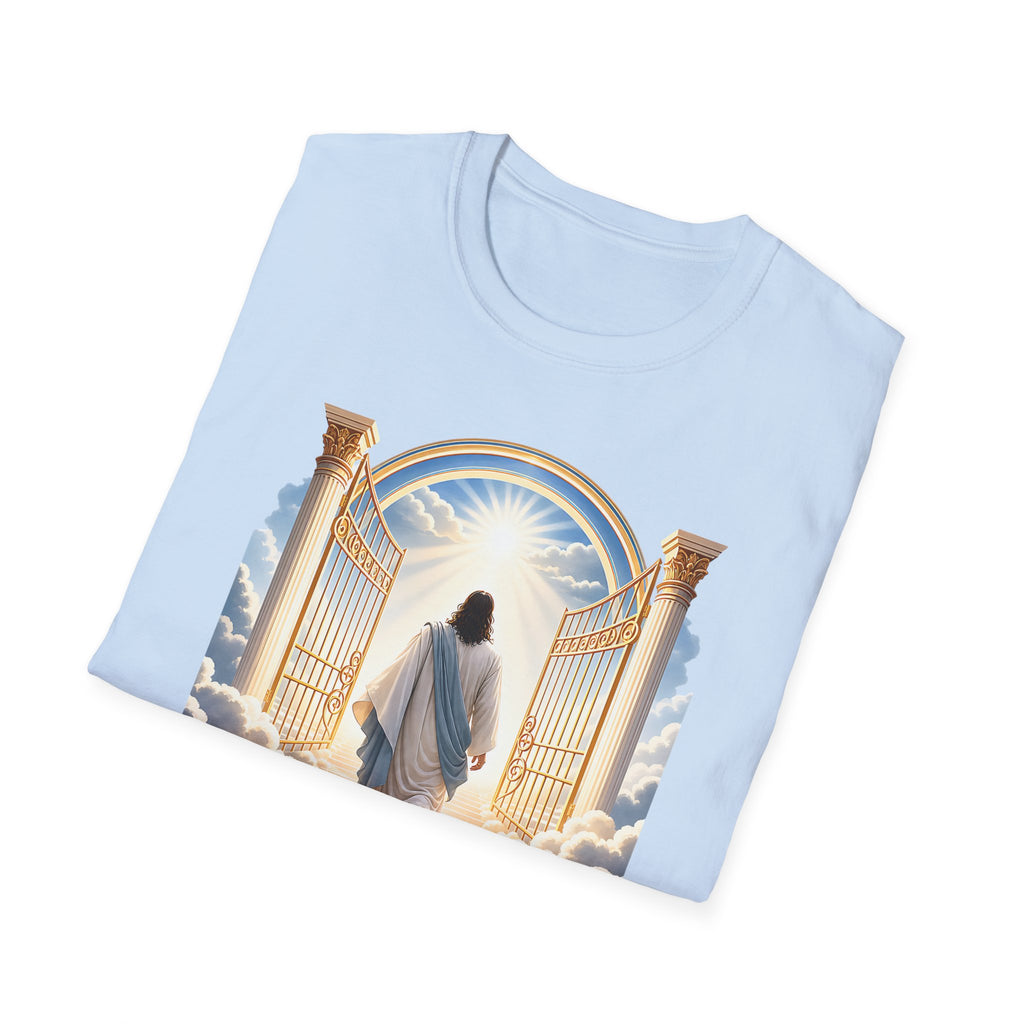 Heaven Gates T-Shirt — Jesus Walking Into Light Christian Faith Tee