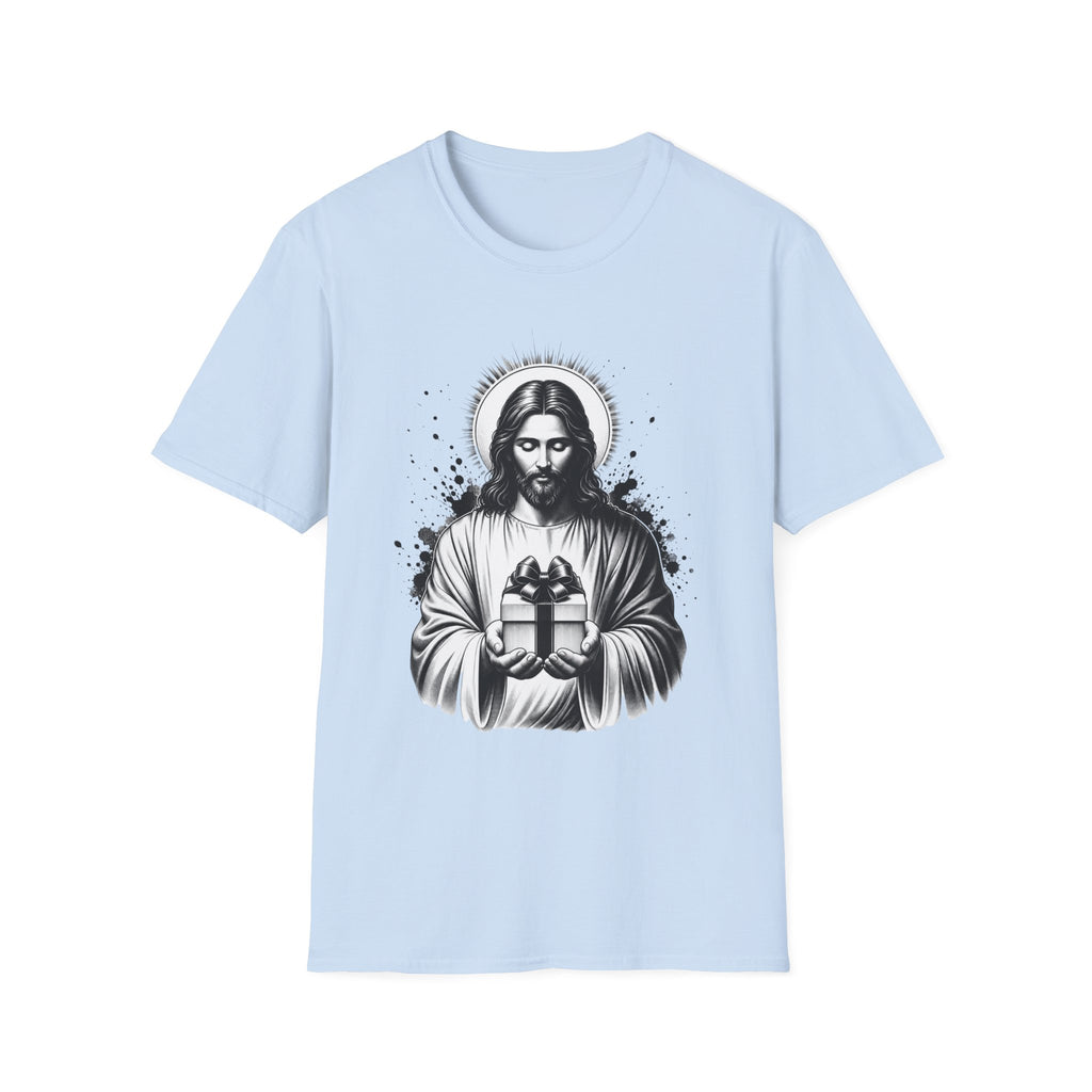Jesus Holding Gift T-Shirt — Religious Christian Faith Christmas Tee
