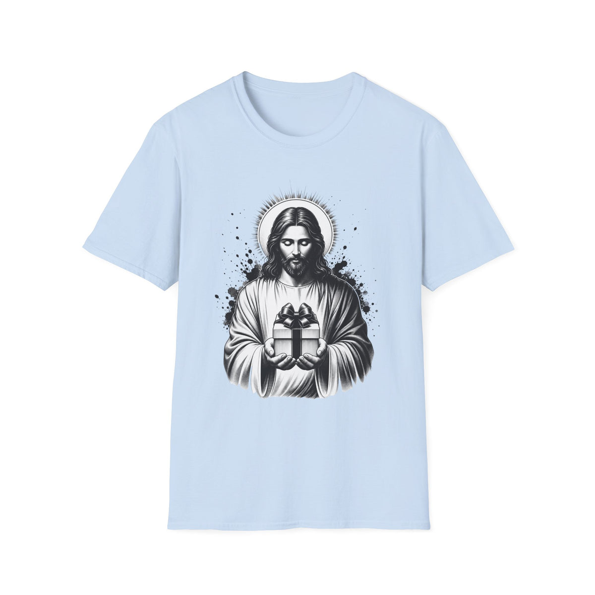Jesus Holding Gift T-Shirt — Religious Christian Faith Christmas Tee