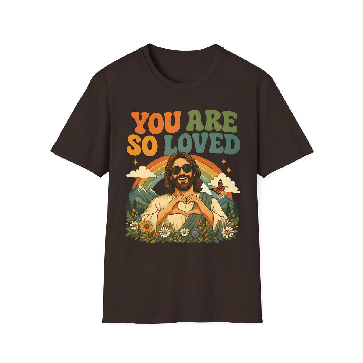 You Are So Loved T-Shirt — Retro Rainbow Jesus Graphic Tee