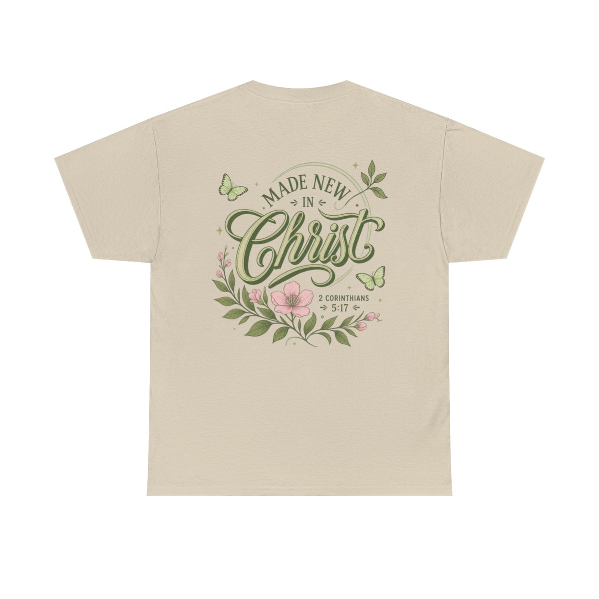 Made New in Christ Floral T-Shirt — Christian Faith Scripture Tee (2 Corinthians 5:17)