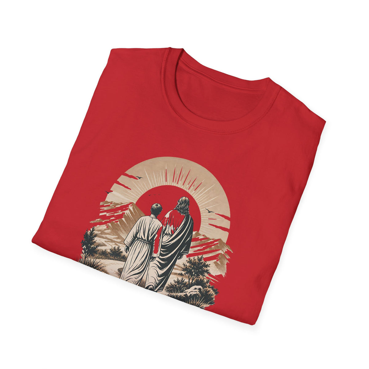 Guided by Grace T-Shirt — Spiritual Christian Tee with Jesus and Angel Illustration