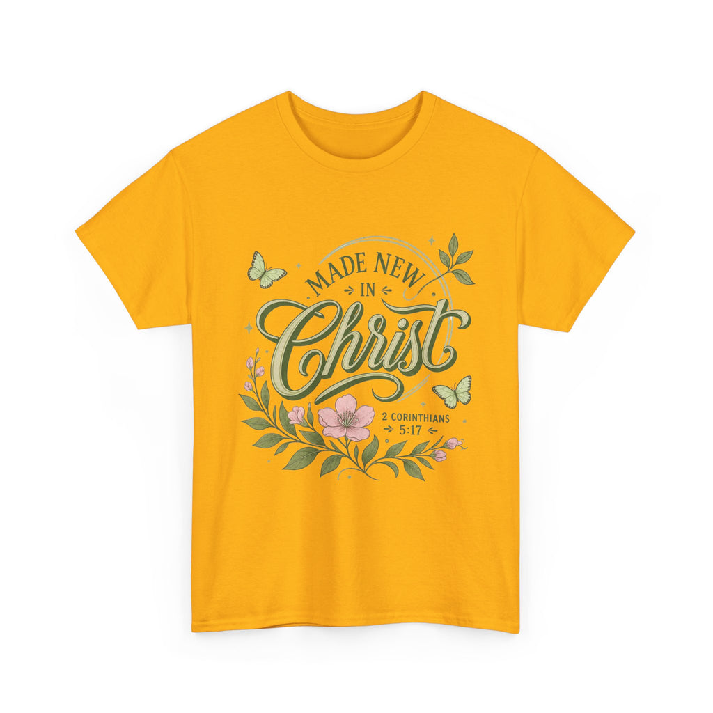 Made New in Christ Floral T-Shirt — Christian Faith Scripture Tee (2 Corinthians 5:17)