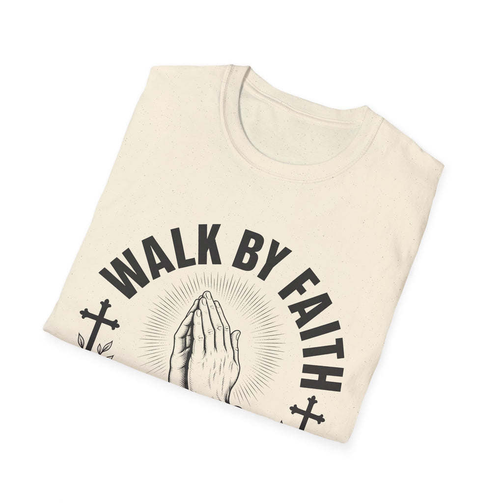 Walk By Faith T-Shirt — Praying Hands Christian Tee (Trust • Believe • Receive)