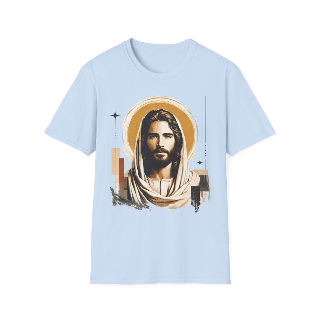 Jesus Portrait T-Shirt — Vintage Halo Christian Tee for Faith & Church