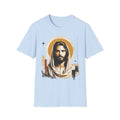 Jesus Portrait T-Shirt — Vintage Halo Christian Tee for Faith & Church
