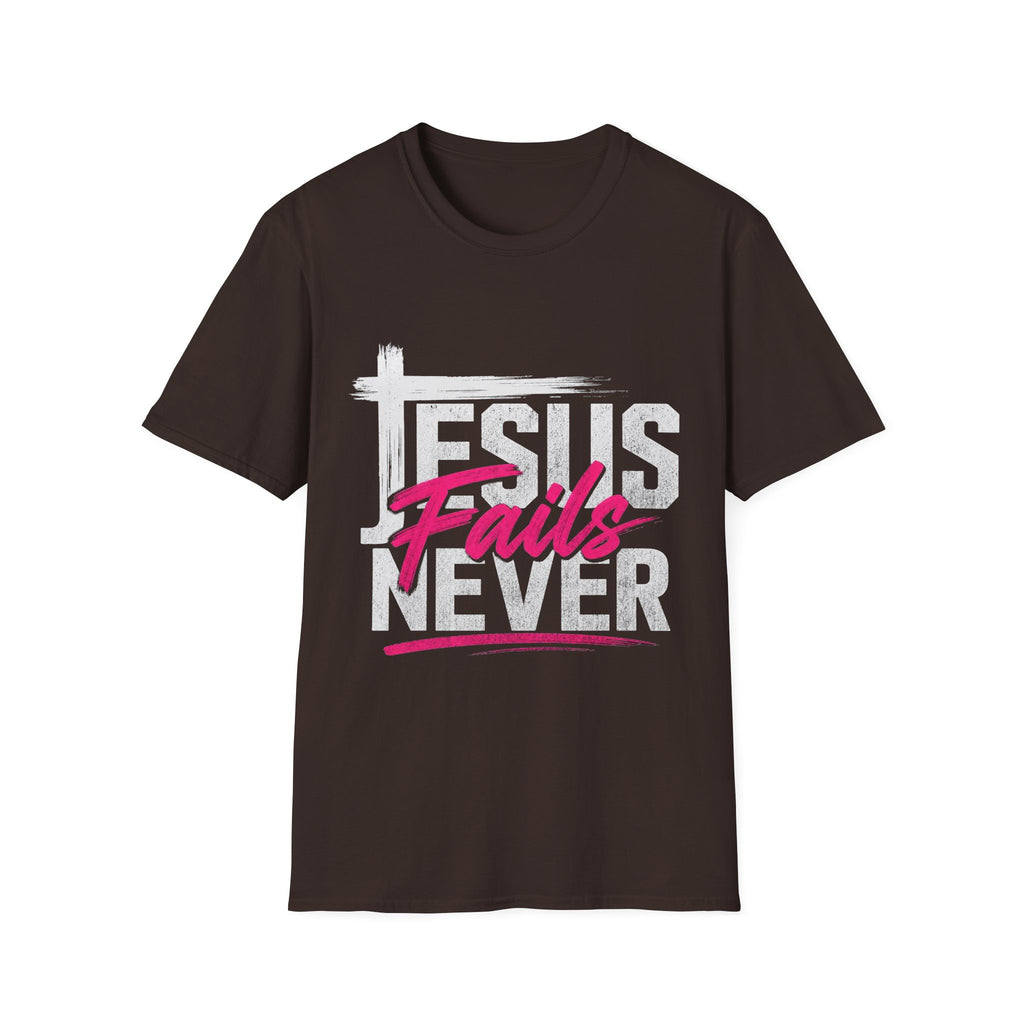 Jesus Never Fails T-Shirt — Christian Faith Inspirational Tee