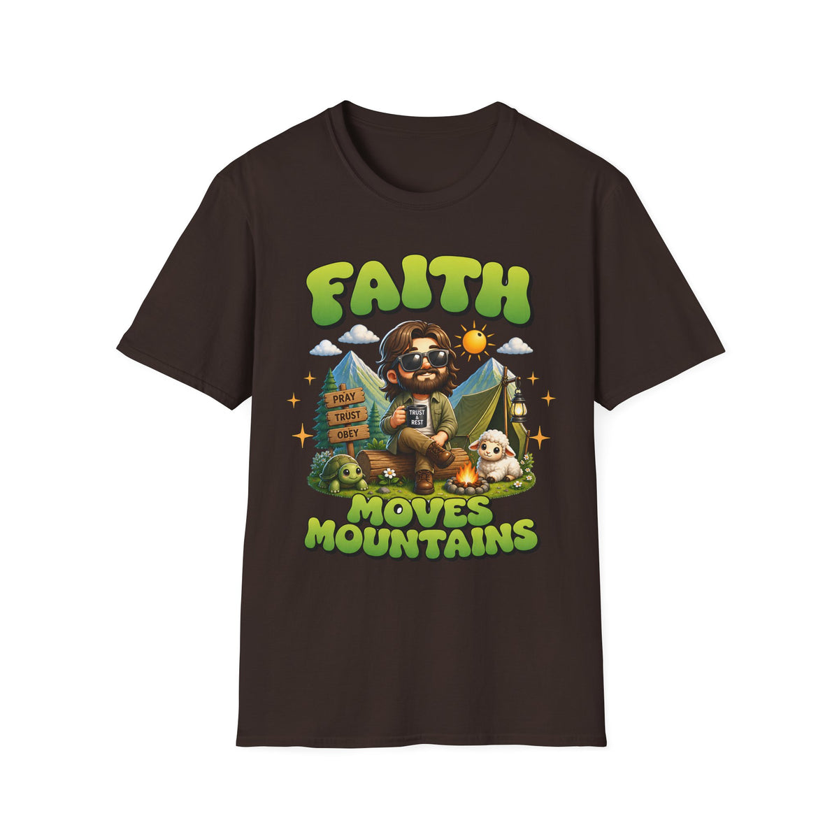 Faith Moves Mountains T-Shirt — Christian Camping Graphic Tee