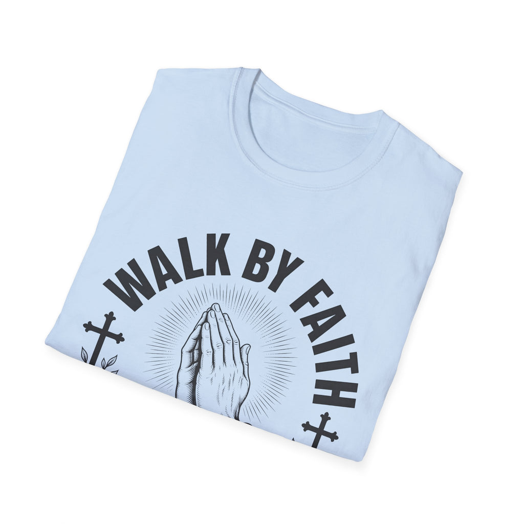 Walk By Faith T-Shirt — Praying Hands Christian Tee (Trust • Believe • Receive)