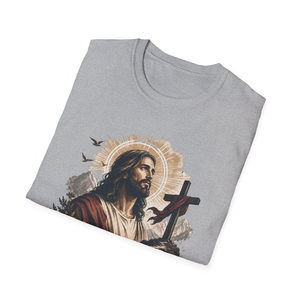 Jesus Christ Portrait T-Shirt — Faith Christian Tee with Cross & ‘Jesus Christ’ Banner