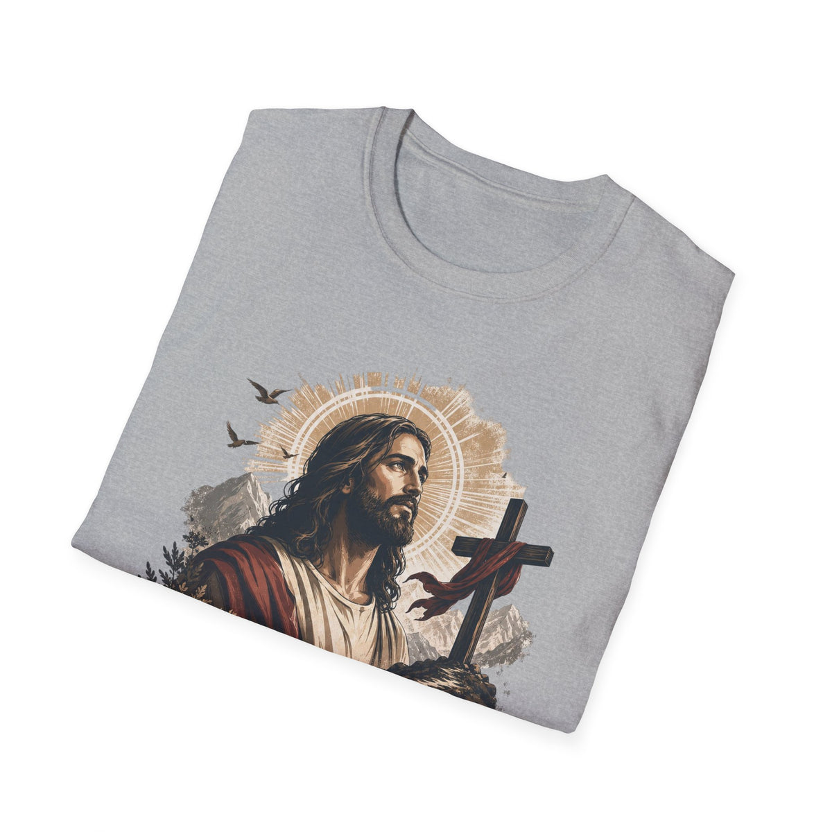 Jesus Christ Portrait T-Shirt — Faith Christian Tee with Cross & ‘Jesus Christ’ Banner