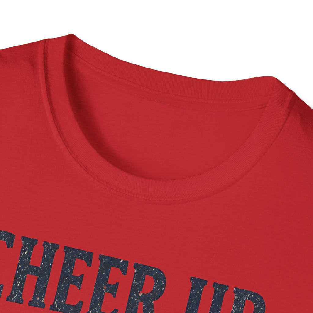 Cheer Up Christian T‑Shirt — John 16:33 Cross Design