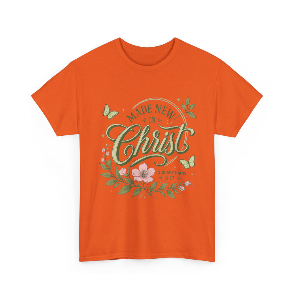 Made New in Christ Floral T-Shirt — Christian Faith Scripture Tee (2 Corinthians 5:17)