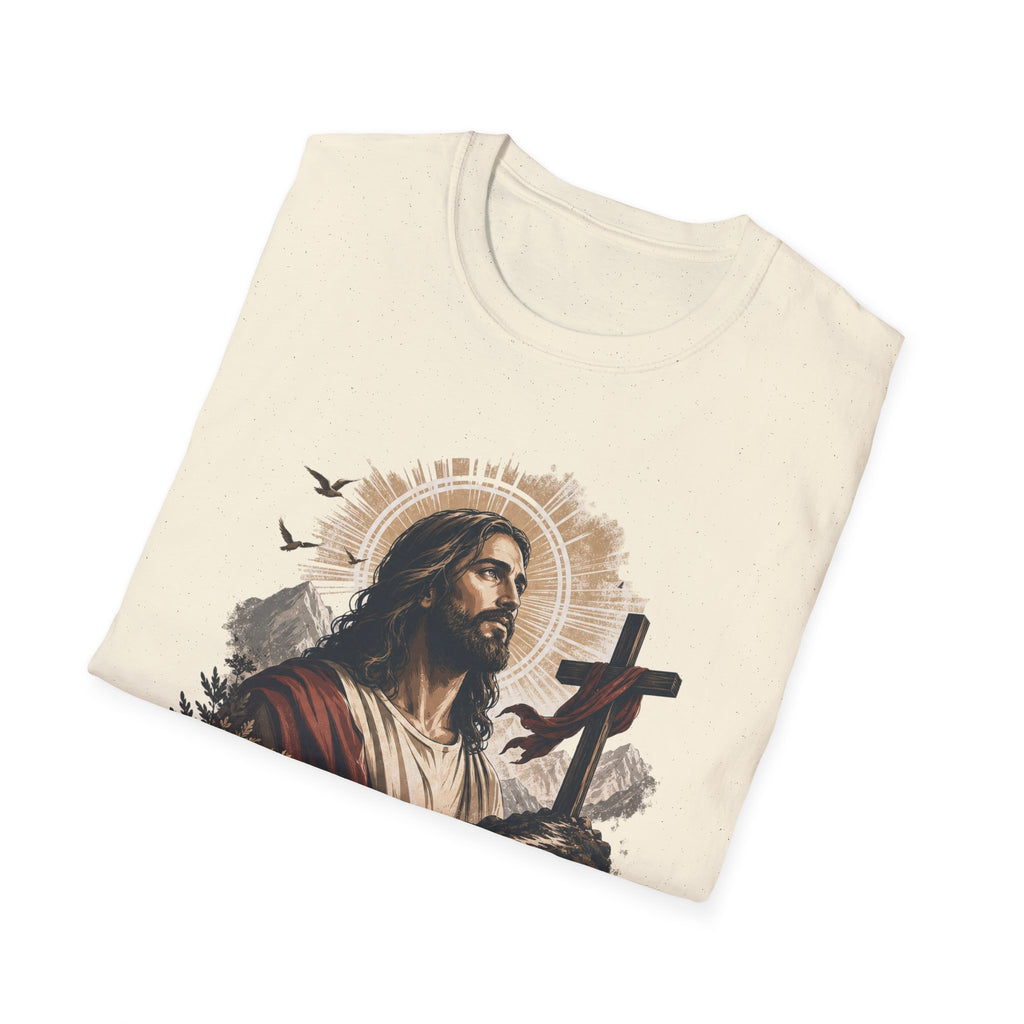 Jesus Christ Portrait T-Shirt — Faith Christian Tee with Cross & ‘Jesus Christ’ Banner