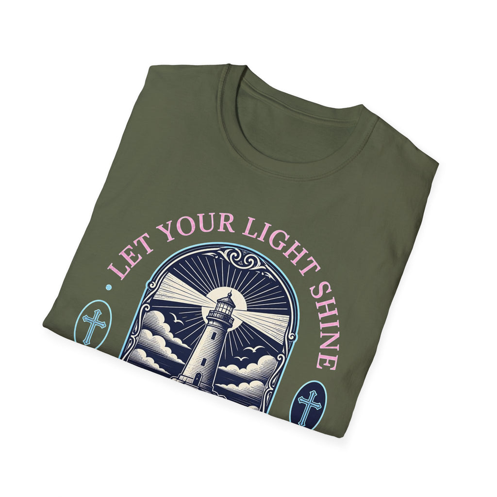 Faith Over Fear Lighthouse T-Shirt — "Let Your Light Shine" Christian Graphic Tee
